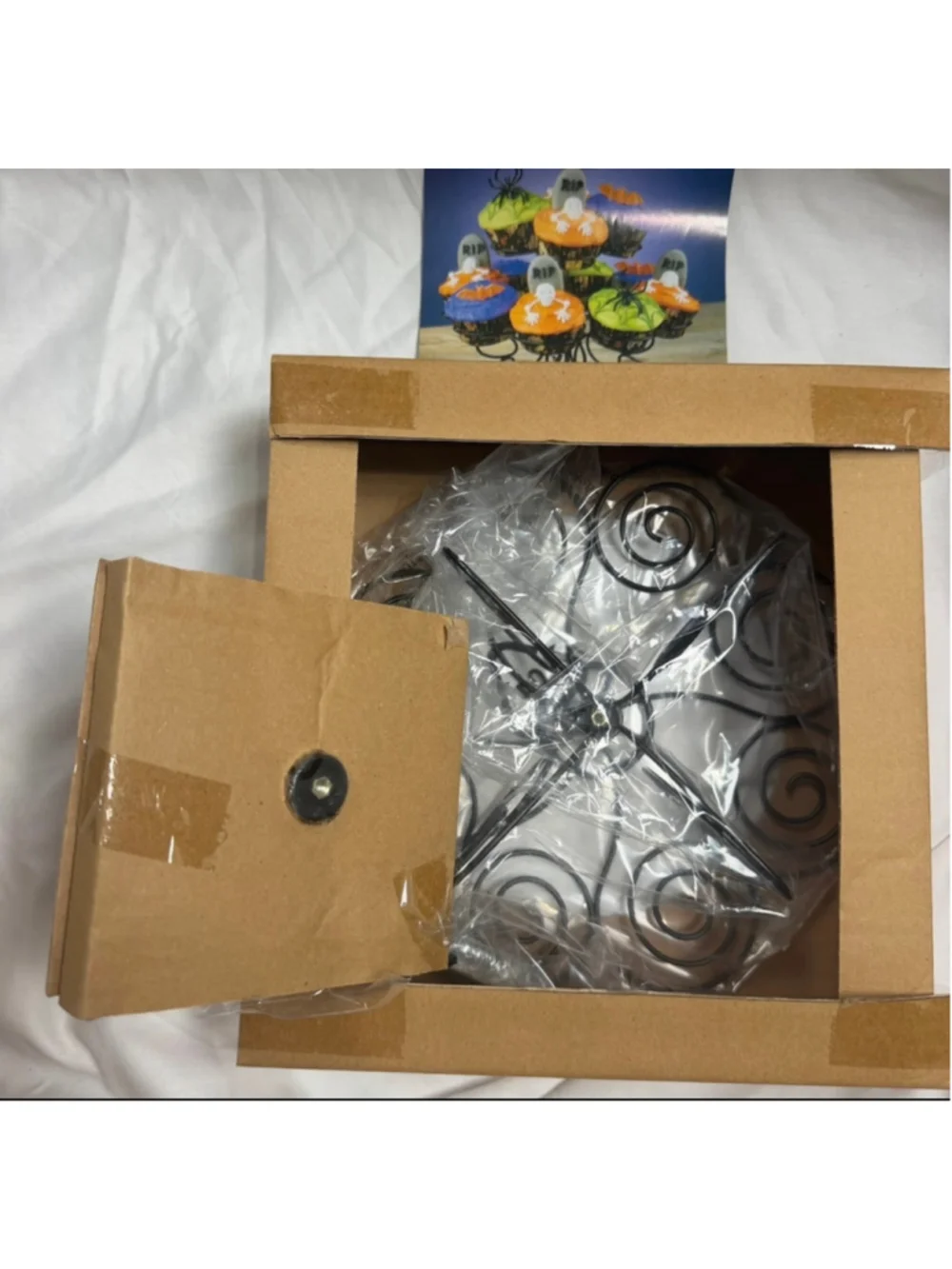 Wilton Halloween Cupcakes 'N More 3-Tier Black Metal Dessert Stand Treats NIB